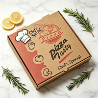 Boîte à pizza imprimée, emballage en carton ondulé recyclable pour la livraison à emporter, restaurants, pizzerias, camions de nourriture et événements