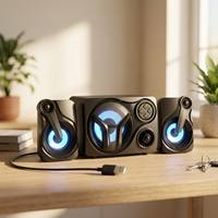 KJIXYUNG Pengalaman Suara Imersif untuk Subwoofer Gaming PC Speaker USB Bertenaga Plastik 10-30W Lampu LED Menakjubkan Stereo