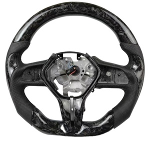 Volante Deportivo de Fibra de Carbono con Base Plana para <span class=keywords><strong>Infiniti</strong></span> Q50/Q60 Racing Series, Cuero Real con Costuras Rojas, Compatible con G35 EX35 - Product Image 1
