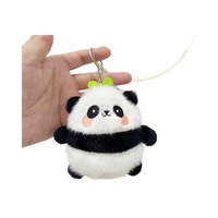 Porte-clés en peluche panda roux mignon, dessin animé, doux, pour sac à dos, pendentif décoratif, pendentif de voiture, vente en gros
