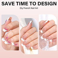 Uñas Acrílicas Elegantes Cortas Estilo Ataúd - Diseño Clásico de Punta Francesa para Uso Diario y Bodas, Fáciles de Aplicar y Retirar
