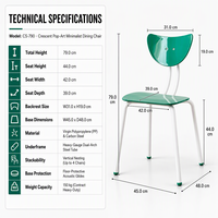 Chaise de salle à manger en plastique à dossier semi-circulaire de style nordique moderne, empilable, protégée contre les UV, chaise de café en PP pour restaurant en plein air