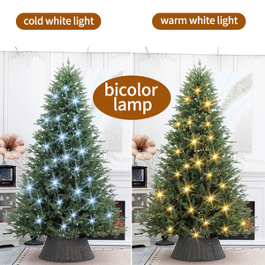 Pure PE Artificial Christmas <b>Tree</b> <b>with</b> Warm White LED <b>Lights</b> Eco-Friendly Decoration (Excluding Fence) - Product Image 2