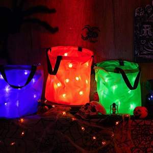 Nuevo y en Oferta: Cesta de Halloween con Luces LED, Cesta de Calabazas que Brilla en la Oscuridad, Bolsa de Regalo para Dulces de Halloween, Decoración para Fiestas - Product Image 3