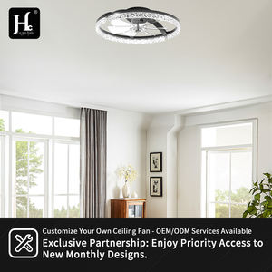 Modern black acrylic 20 inch LED <b>light</b> with <b>remote</b> <b>control</b> <b>ceiling</b> fan, 5-blade AC motor suitable for bedrooms - Product Image 5