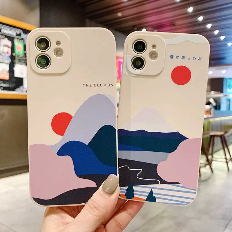 Case for Iphone 12 Pro Max sublimation phone cases Custom Color Fuji Sunrise Sunset Silicone mobile phone bags & cases Wholesale