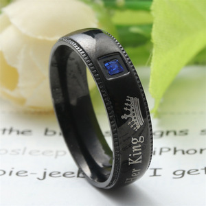 Titanium Steel <b>Couple</b> <b>Rings</b> Letter Design Bezel Setting Unisex Everyday Wear 23010 - Product Image 2