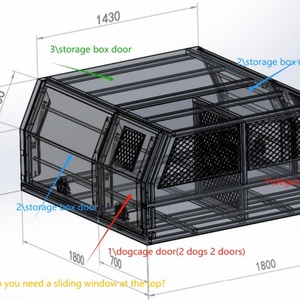 Custom 4x4 Aluminum Ute Canopy with Waterproof Dog Box Cage Iron <b>Tool</b> Box Lockable Powder Coated Outdoor <b>Storage</b> Custom Size - Product Image 6