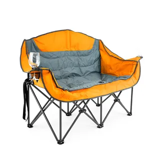 럭셔리 접이식 야외 2 인용 좌석 접이식 정원 의자 라운지 안락 의자 금속 여행 더블 러브 시트 캠핑 와인 의자