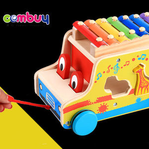 खींच खींचें बस 18 M + बच्चे दस्तक पियानो मवेशी संगीत लकड़ी सिलाफ़न खिलौना - Product Image 6