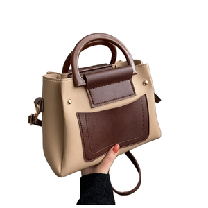 Sac à main rétro tendance de couleur contrastée, grande capacité, seau en cuir PU, couture de couleur, vente en gros - Product Image 2