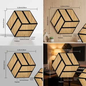 Panel Acústico Hexagonal de Diseño 3D, Panel Acústico de Madera Contrachapada con Certificación CE, Insonorizante y Resistente al Fuego - Product Image 5