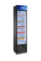 Petit réfrigérateur étroit pour boissons Vitrine pour bar à bière froide Réfrigérateur en verre vertical à affichage froid avec ventilateur commercial