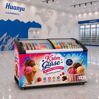 Glass Top Single Curved Ice Cream Chest Display Freezer Commercial Freezer Air Cooling Mechanical