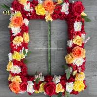 Derniers centres de table de mariage rectangulaires faits à la main, couronnes de fleurs artificielles, centres de table floraux en roses de soie pour table de mariage de luxe