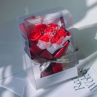 Nouveau Bouquet de Roses Artisanal pour la Saint-Valentin et le Festival Qixi, Boîte Cadeau en PVC, Décoration de Bureau Champêtre et Rustique