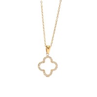 Collier Trèfle à Quatre Feuilles en Acier Inoxydable 316L Plaqué Or avec Zirconiums CZ, Vente en Gros, Bijoux de Luxe Tendance pour Femme, Idéal pour les Fêtes