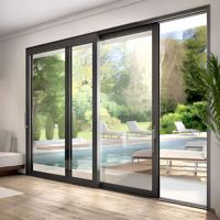 Puerta Corredera de Vidrio Doble con Marco de Aleación de Aluminio Moderna para Uso Interior y Exterior, Impermeable, para Patio, Jardín, Garaje, con 5 Años de Garantía