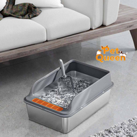 Lettiera per Gatti in Acciaio Inossidabile e Plastica a Basso Profilo con Facile Accesso per Gatti Anziani, Grande Capacità, Facile da Pulire, Toilette per Animali Domestici
