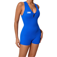 Combinaison de sport fitness personnalisée à séchage rapide, bretelles spaghetti, moulante, une pièce, dos nu, pour femme