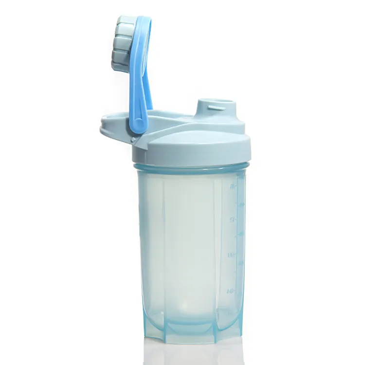 Botol pengocok plastik, kelas makanan 500Ml 600Ml 750Ml Gym Protein dengan tutup dan bola goyang