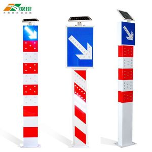 <b>Solar</b> Warning Post With Led Display Flashing <b>Light</b> For Traffic Safety Q235 Frame Ip65 Protection - Product Image 3
