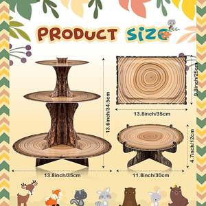 DAMAI Cupcake <b>Stand</b> Decoration <b>3</b> <b>Tier</b> Western Party <b>Cake</b> Holder Wood Cupcake <b>Stand</b> Decor for Woodland Party Supplies - Product Image 4