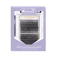Extensions de cils naturels longs et personnalisés à marque privée avec cils synthétiques recourbés, kit DIY de cils en grappe
