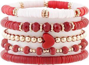 Pulseras elásticas con cuentas de arcilla polimérica dorada apilable para mujer, conjunto de joyas de acero inoxidable para aniversario <span class=keywords><strong>y</strong></span> <span class=keywords><strong>amistad</strong></span> - Product Image 6