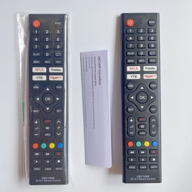URC1699 20-in-1 Universal Smart tv Remote With Netflix Pakuten and YouTube Function for Multi-Brand TV Remote Universal