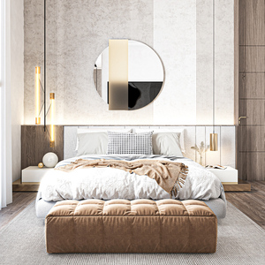 Apartamento muebles de dormitorio Individual Doble cita king size 100% tela de lino de algodón camas de plataforma de lino para un hotel - Product Image 1