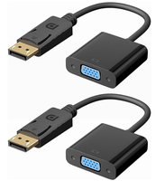 Vergulde (DP) naar VGA-adapter mannelijk naar vrouwelijk voor computer, desktop, laptop, pc, monitor, projector, HDTV