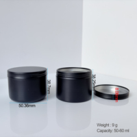 Pot cosmétique rond noir mat exquis vide de 50 ml, 100 ml, 250 ml, en aluminium, avec couvercle à vis, pour crème ou produits capillaires