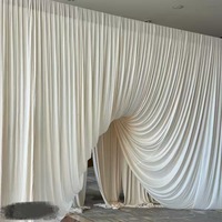Tirai Panggung Pernikahan Warna Putih Ukuran Khusus dengan Desain Tiga Dimensi yang Elastis untuk Dekorasi Latar Belakang