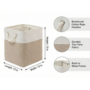 Cesto Portaoggetti Pieghevole Multifunzione in Lino e <span class=keywords><strong>Plastica</strong></span> EVA Rinforzata per Bucato e Giocattoli per Bambini - Product Image 1