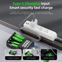 Chargeur de batterie au lithium AA rechargeable PUJIMAX à 4 emplacements, ensemble de batteries Li-ion 1,5 V avec 4 piles AA de 3400 mWh à haute efficacité