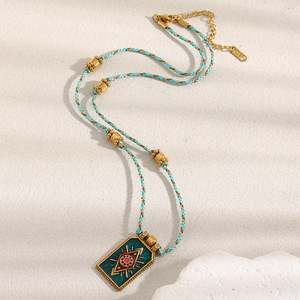 Collana con Ciondolo Occhio del Diavolo Dipinto a Mano in Smalto, Placcata <span class=keywords><strong>Oro</strong></span> 18K, Catena in Acciaio Inossidabile, per Feste, Donna e Uomo - Product Image 5