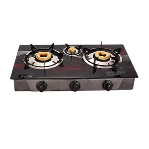 high power 2 burner thick glass cooktop gas cooker