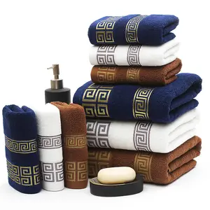 Wholesale high-quality Cotton Towel for Adults Bathroom Solid Color Blue White Brown Terry Washcloth