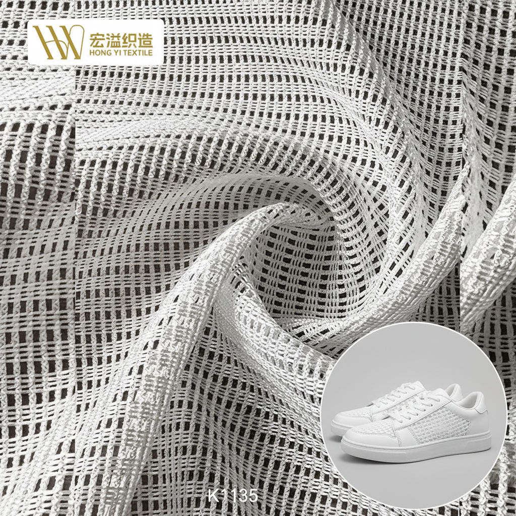 Custom Color 100% Polyester Warp Knitted Single Layer Mesh Fabric Breathable Lightweight for Shoe Uppers