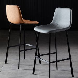 Tissu en cuir marron moderne, chaise de comptoir, avec cadre métallique noir industriel, pour café et Bar, bon marché, nouveauté - Product Image 5