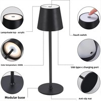 Lampu Meja LED Plastik Murah Tanpa Kabel, USB Rechargeable, Sentuh, 3 Warna, Dapat Diredupkan, Mini, Lampu Baca Buku, Bertenaga Baterai
