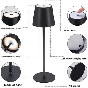 Lampade da Tavolo <span class=keywords><strong>in</strong></span> <span class=keywords><strong>Metallo</strong></span> Nero Senya-Pro, Luce da Scrivania LED Geometrica Moderna, Dimmerabile, Ricaricabile Senza Fili, Illuminazione Ambientale per Comodino - Product Image 5