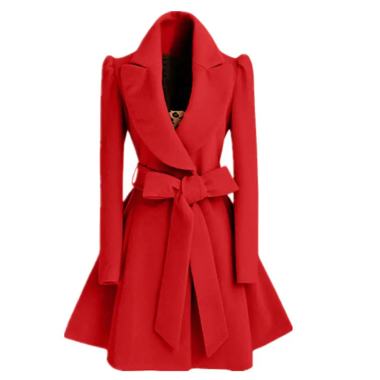 YQ117 envío gratuito Corea estilo señoras rojo espesar las mujeres chaqueta de lana abrigo y