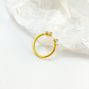 Original Natural Freshwater Baroque Flower Pearl <b>Ring</b> 925 Silver Gold-plated <b>Adjustable</b> Open Band Handmade Jewelry for Women - Product Image 2