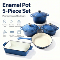 Ensemble de casseroles antiadhésives 5 pièces, compatible four, ustensiles de cuisine, marmites à soupe et faitouts, pour cuisinières à induction et à gaz