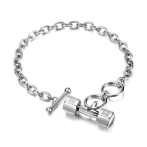 Gym Sports New Fashion Custom Clasp Men Chain Dumbbell Bracelet