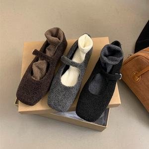 Factory Wholesale Customizable Fur Mary Jane Flats Fashion Casual Comfort Ballet <b>Shoes</b> Single Buckle Designer <b>Women</b> <b>Shoes</b> - Product Image 2
