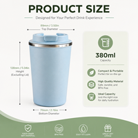 Mug de voyage en acier inoxydable avec logo personnalisé, 380 ml, intérieur en céramique, gobelet isotherme à double paroi de haute qualité, tasse à café réutilisable