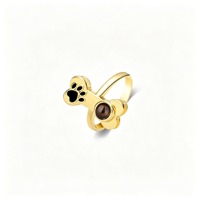 Bague de projection photo en émail doré avec empreinte de patte d'animal, image cachée « Je t'aime », cadeau pour les amoureux des animaux